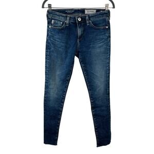 AG Adriano Goldschmied  Blue Jeans  Super Skinny Legging Ankle Raw Hem Size 26